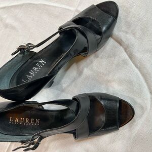 Lauren Ralph Lauren Black Open-Toe Ankle-Strap Heels Ky Derby